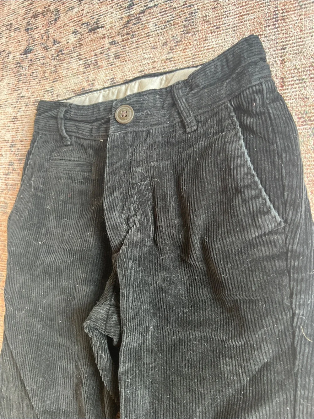 GAP Black Wide Wale Corduroy Kids Straight Pants size 6 slim